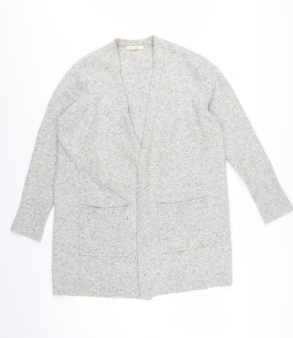 White Stuff Women Grey UK 14 Open Knit Pocket Cardigan Wool Blend
