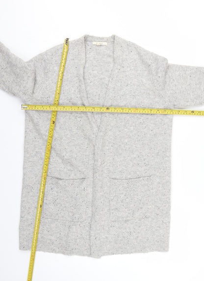 White Stuff Women Grey UK 14 Open Knit Pocket Cardigan Wool Blend