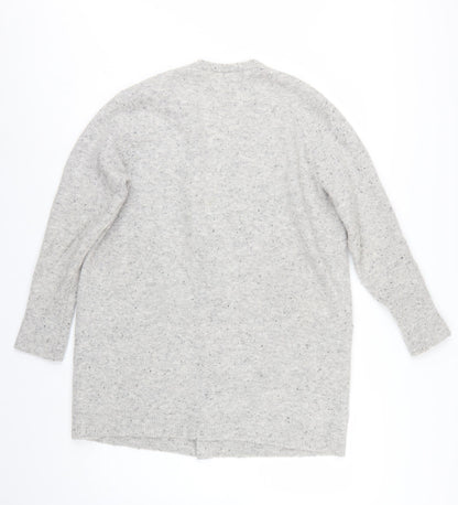 White Stuff Women Grey UK 14 Open Knit Pocket Cardigan Wool Blend