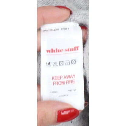 White Stuff Women Grey UK 14 Open Knit Pocket Cardigan Wool Blend