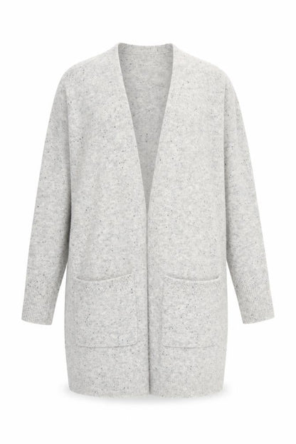 White Stuff Women Grey UK 14 Open Knit Pocket Cardigan Wool Blend