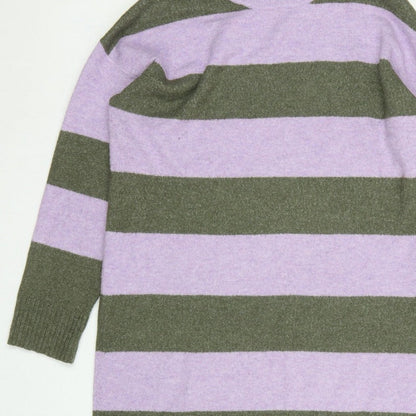 Tu Women Multicoloured Stripe Knit Jumper Dress Size 16 Long Sleeve