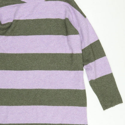 Tu Women Multicoloured Stripe Knit Jumper Dress Size 16 Long Sleeve