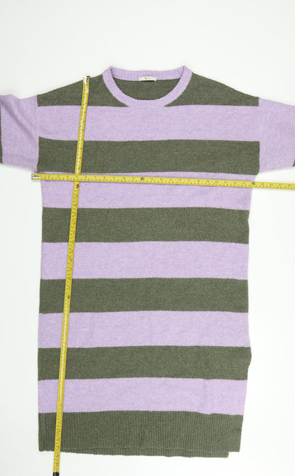 Tu Women Multicoloured Stripe Knit Jumper Dress Size 16 Long Sleeve