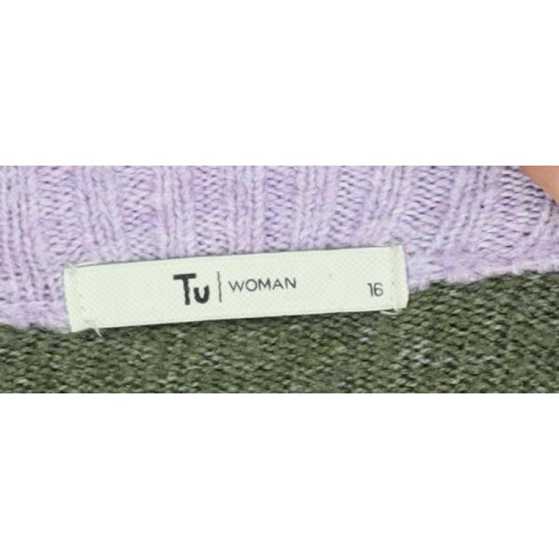 Tu Women Multicoloured Stripe Knit Jumper Dress Size 16 Long Sleeve