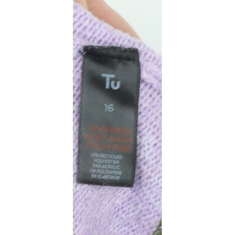 Tu Women Multicoloured Stripe Knit Jumper Dress Size 16 Long Sleeve