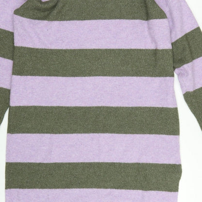 Tu Women Multicoloured Stripe Knit Jumper Dress Size 16 Long Sleeve