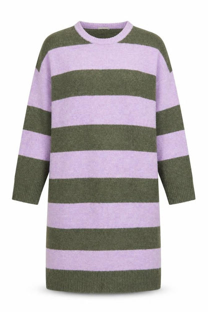 Tu Women Multicoloured Stripe Knit Jumper Dress Size 16 Long Sleeve
