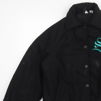 H&M Divided Women’s Black XS Slytherin Varsity Jacket Embroidered