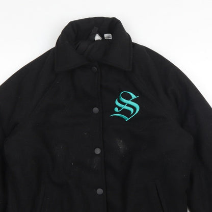 H&M Divided Women’s Black XS Slytherin Varsity Jacket Embroidered