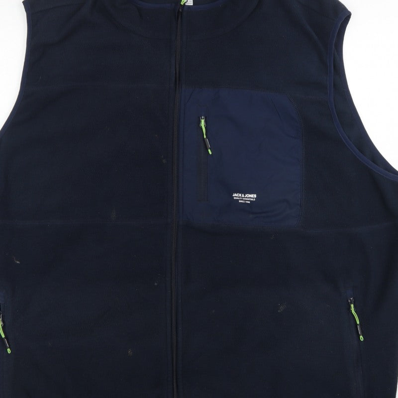Jack & Jones Men’s Navy 4XL Fleece Bodywarmer Gilet Full Zip