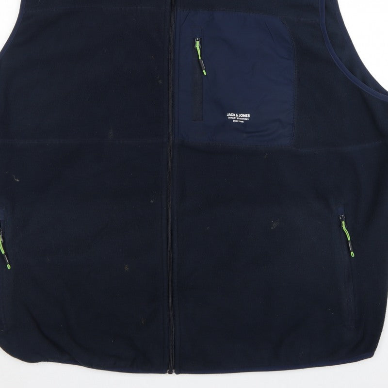 Jack & Jones Men’s Navy 4XL Fleece Bodywarmer Gilet Full Zip