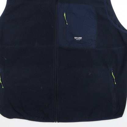 Jack & Jones Men’s Navy 4XL Fleece Bodywarmer Gilet Full Zip