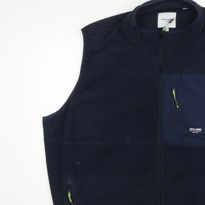 Jack & Jones Men’s Navy 4XL Fleece Bodywarmer Gilet Full Zip