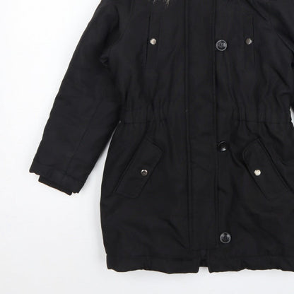 ONLY Girls Black 9 Years Faux Fur Hooded Padded Parka Coat