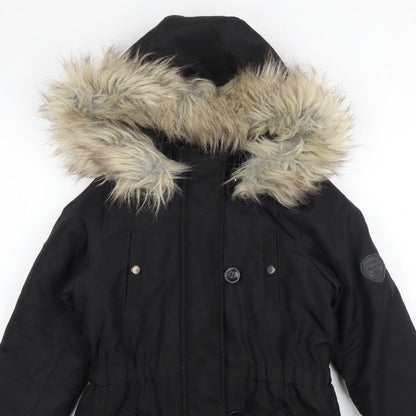 ONLY Girls Black 9 Years Faux Fur Hooded Padded Parka Coat