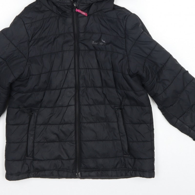 Peter Storm Boys Black 9-10 Years Hooded Quilted Puffer Jacket
