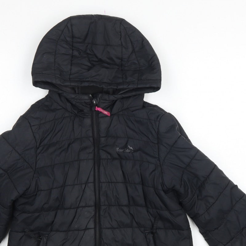 Peter Storm Boys Black 9-10 Years Hooded Quilted Puffer Jacket