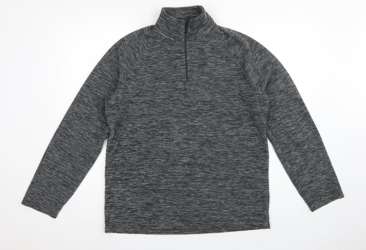 Mountain Warehouse Mens Grey M 1/4 Zip High Neck Fleece Sweatshirt