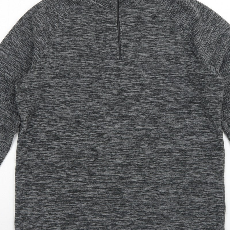 Mountain Warehouse Mens Grey M 1/4 Zip High Neck Fleece Sweatshirt