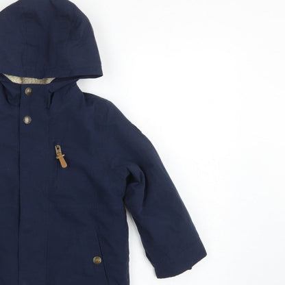 Next Boys Navy 4-5 Years Hooded Parka Coat Fleece Lined Zip