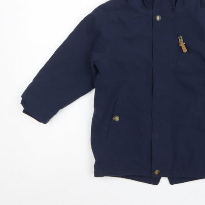 Next Boys Navy 4-5 Years Hooded Parka Coat Fleece Lined Zip