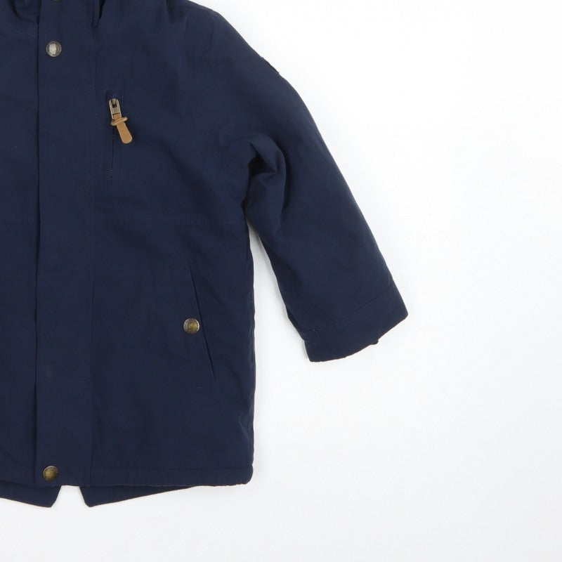 Next Boys Navy 4-5 Years Hooded Parka Coat Fleece Lined Zip