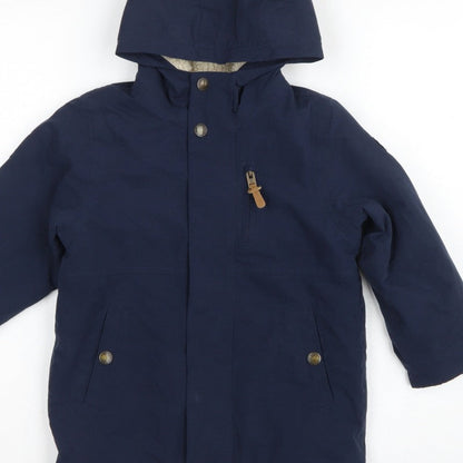 Next Boys Navy 4-5 Years Hooded Parka Coat Fleece Lined Zip