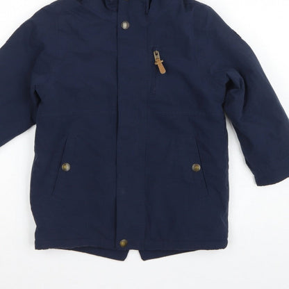 Next Boys Navy 4-5 Years Hooded Parka Coat Fleece Lined Zip