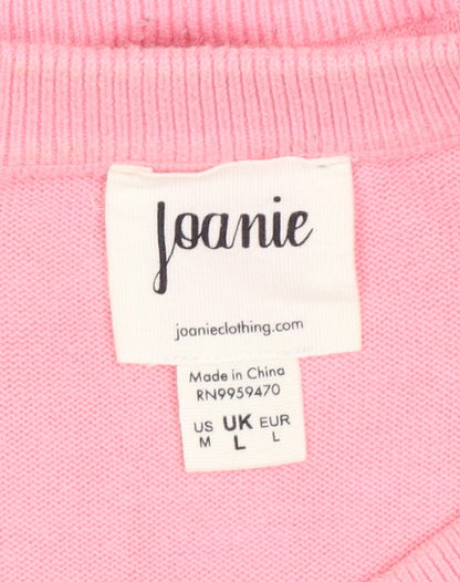 Joanie Women’s Pink Rainbow Crew Neck Knit Jumper UK L