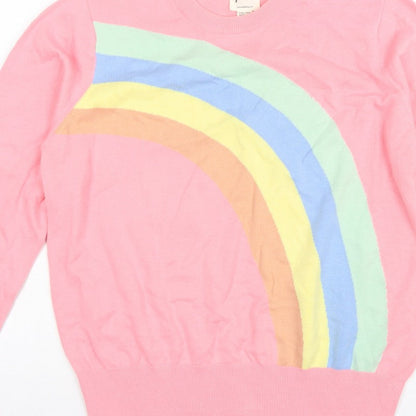Joanie Women’s Pink Rainbow Crew Neck Knit Jumper UK L