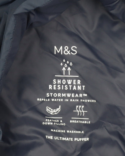 Marks & Spencer Men Navy L Stormwear Down Hooded Puffer Jacket