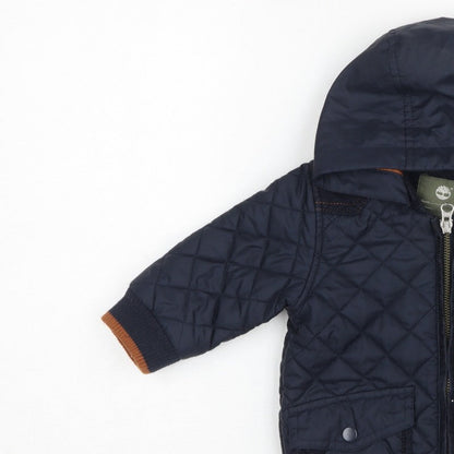 Timberland Boys Blue 6-9 Months Hooded Quilted Puffer Jacket