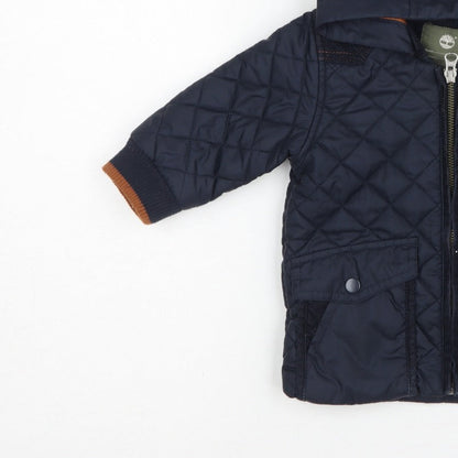 Timberland Boys Blue 6-9 Months Hooded Quilted Puffer Jacket