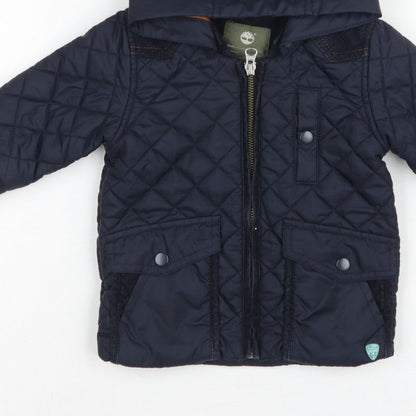 Timberland Boys Blue 6-9 Months Hooded Quilted Puffer Jacket