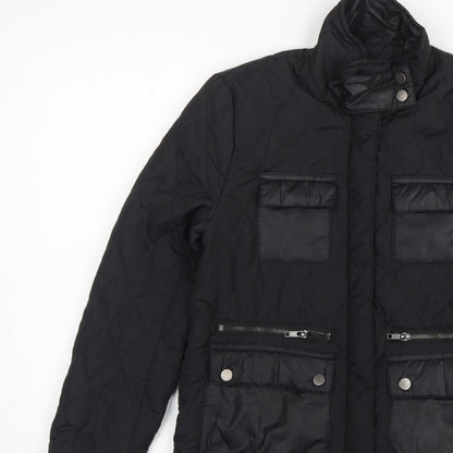 H&M Women’s Black UK 4 Quilted Padded Zip Jacket