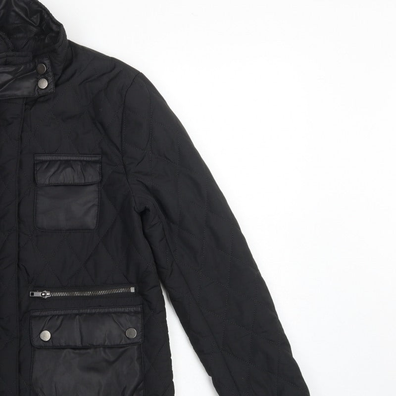 H&M Women’s Black UK 4 Quilted Padded Zip Jacket