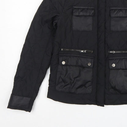 H&M Women’s Black UK 4 Quilted Padded Zip Jacket