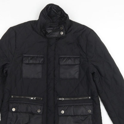 H&M Women’s Black UK 4 Quilted Padded Zip Jacket