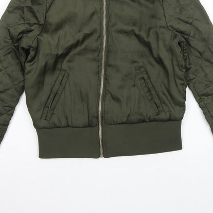 H&M Divided Women’s Green UK 12 Quilted Padded Bomber Jacket