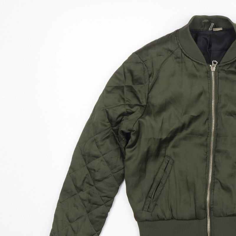 H&M Divided Women’s Green UK 12 Quilted Padded Bomber Jacket