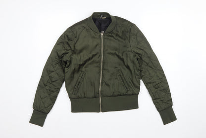 H&M Divided Women’s Green UK 12 Quilted Padded Bomber Jacket