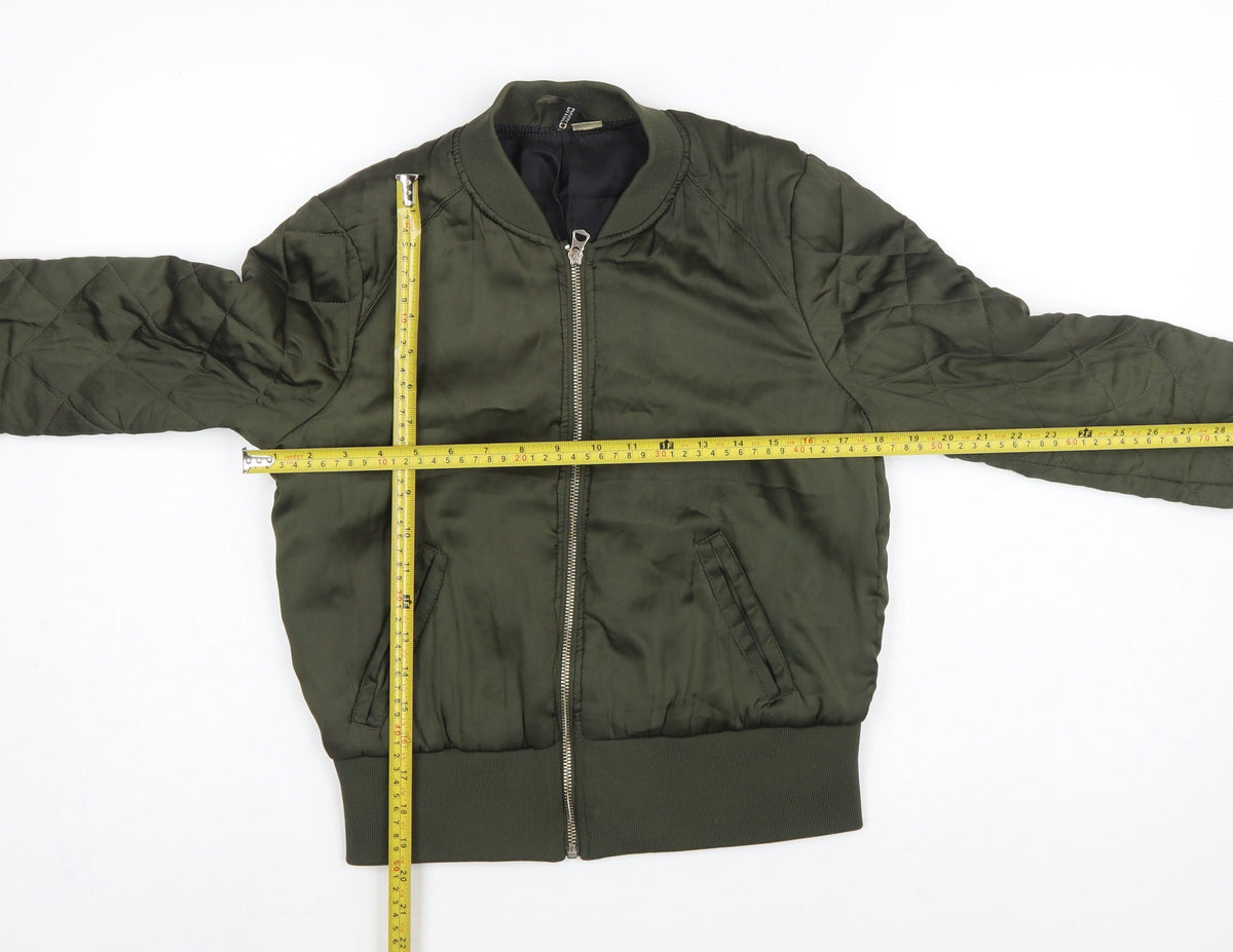 H&M Divided Women’s Green UK 12 Quilted Padded Bomber Jacket