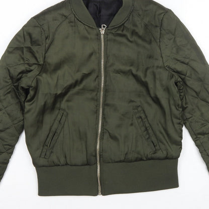 H&M Divided Women’s Green UK 12 Quilted Padded Bomber Jacket