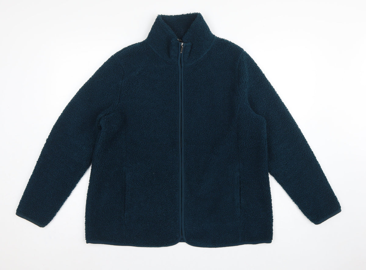 Bonmarché Women Blue Size 16 Fleece Full Zip Jacket Pockets