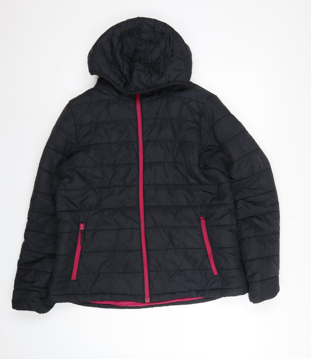 Peter Storm Women’s Black Pink Hooded Puffer Jacket Size 14