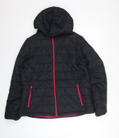 Peter Storm Women’s Black Pink Hooded Puffer Jacket Size 14