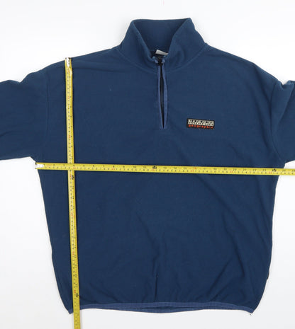 Napapijri Men’s Blue L 1/4 Zip Fleece Sweatshirt High Neck Logo