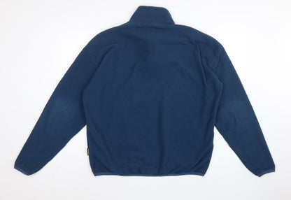 Napapijri Men’s Blue L 1/4 Zip Fleece Sweatshirt High Neck Logo