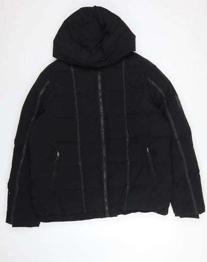 MAN Active Men Black XL Puffer Jacket Hooded Insulated Full Zip